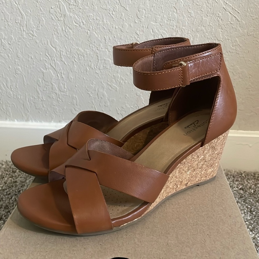 Clark’s Wedge Sandels Brown Leather